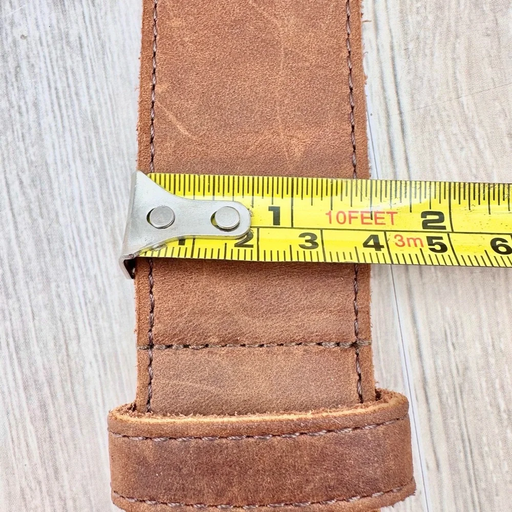 Leatherock Brown Leather Belt w/ Beautiful Stone Embellished Buckle XS 28”-32”